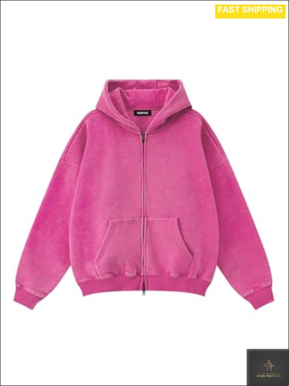 Fleece Hoodie Double Zip Up Oversized Heavyweight Acid Wash Full Zip Sweatshirt